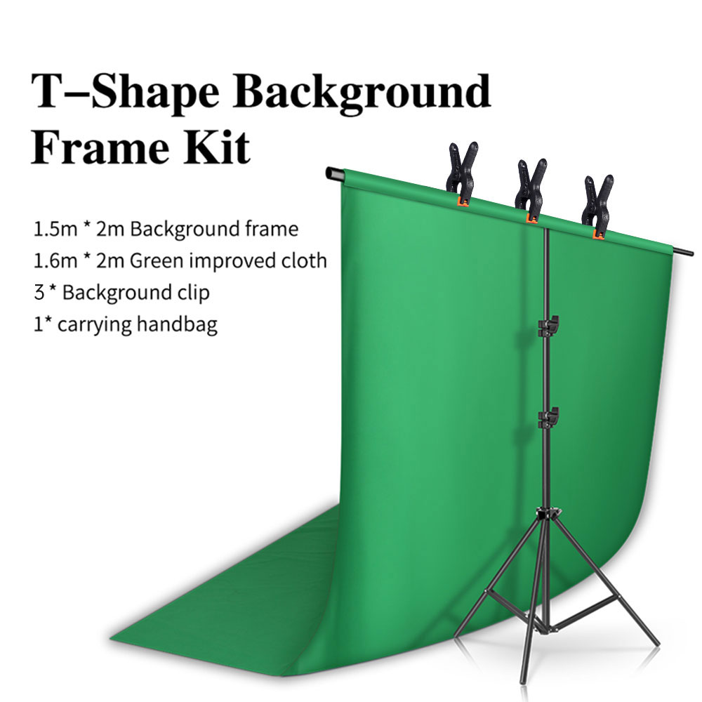 Green Screen Collapsible - T-Shape Backdrop para Fotografia, Photo Studio,