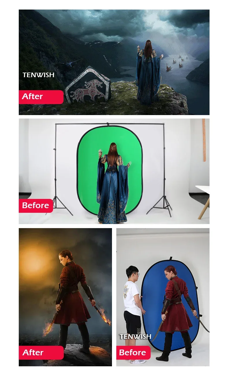 Tenwish 100*150cm/200*150cm 2  - Green Screen Collapsible avaliação e preço